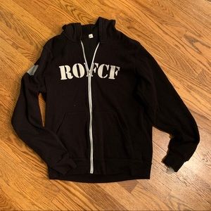 Black Zip-Up Hoodie Sweatshirt, Sz Large